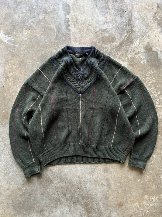 (L) Vintage V-Neck Knit Sweater