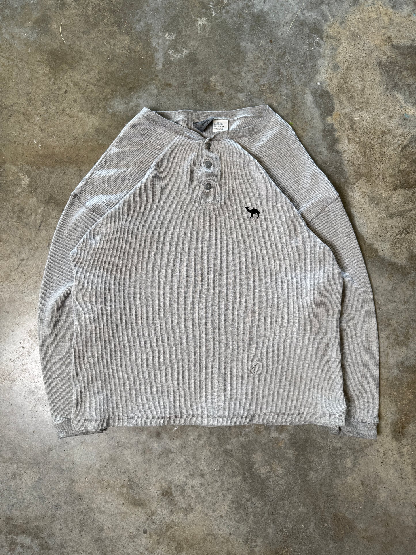 (XL) Vintage Camel Long-Sleeve Thermal Tee