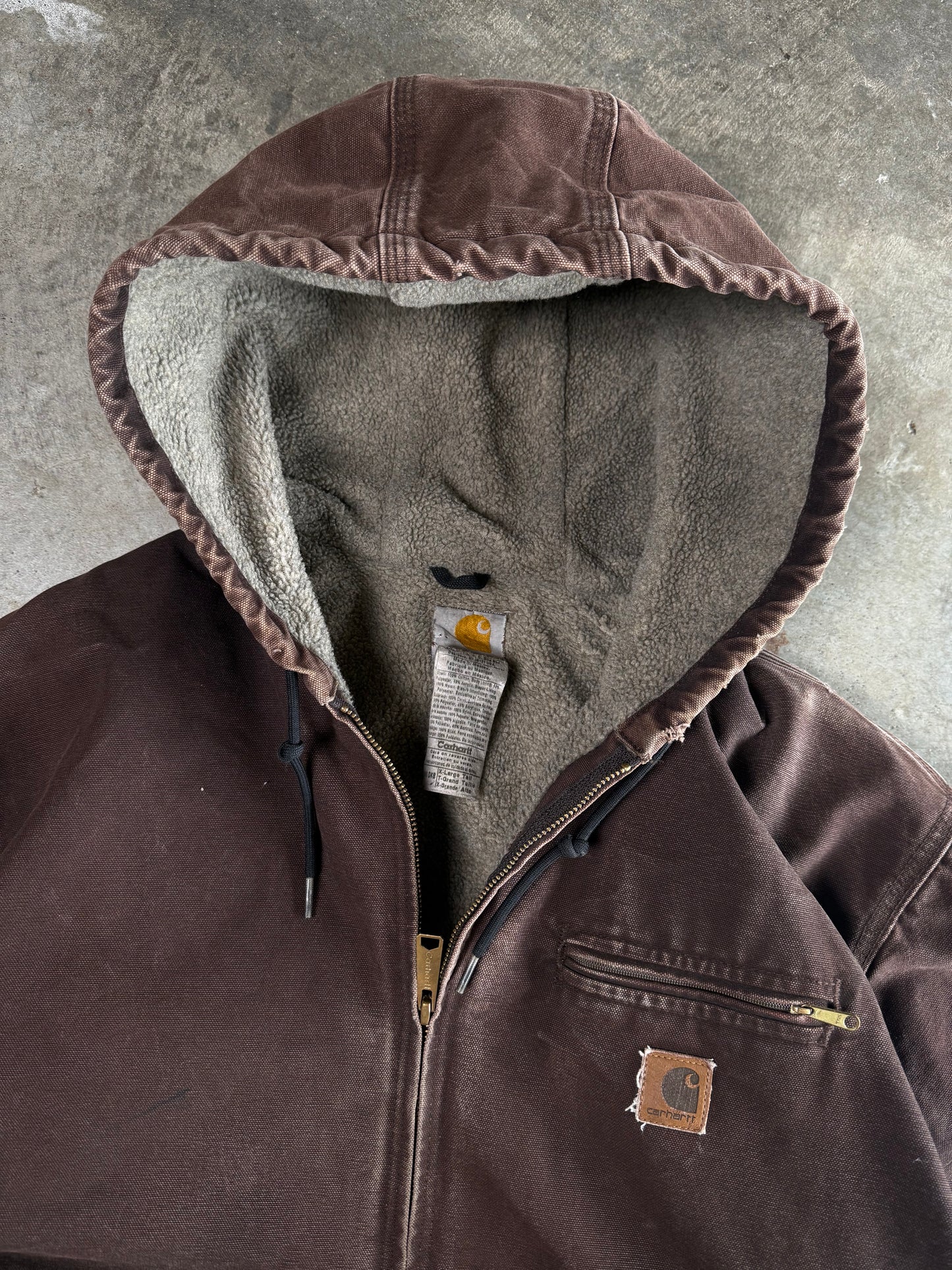 (XL) Vintage Carhartt Sherpa-Lined Hooded Jacket