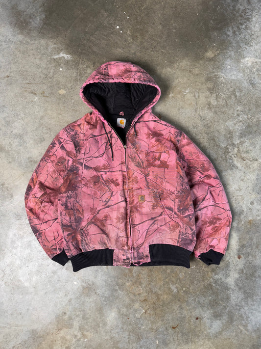 (XL) Vintage Pink Camo Carhartt Jacket