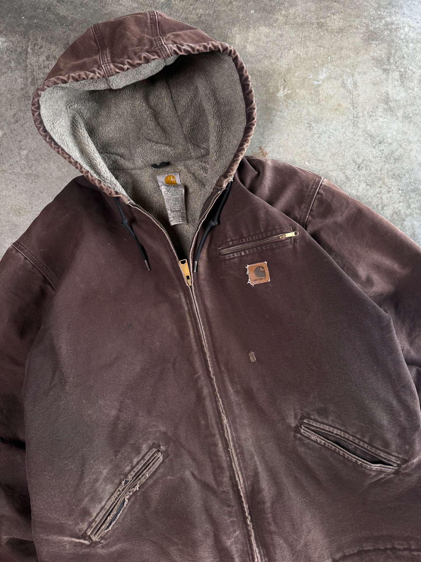 (XL) Vintage Carhartt Sherpa-Lined Hooded Jacket