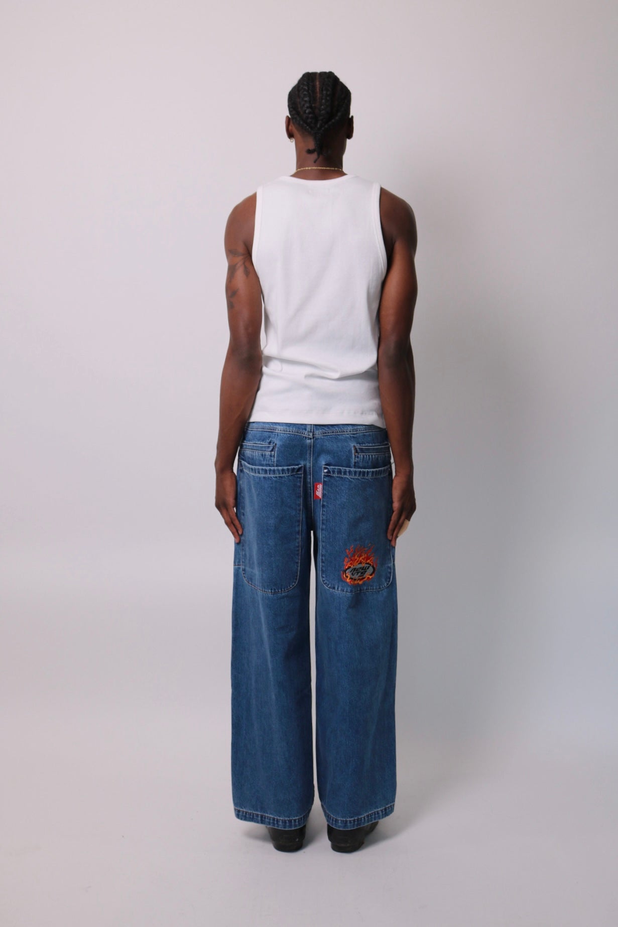 001 Wide-Leg Denim Flames