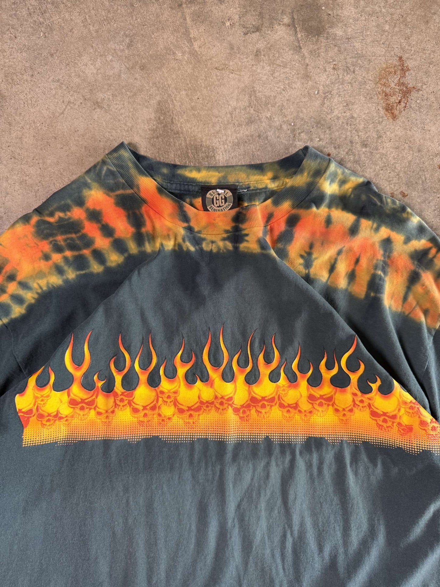 (XXL) 00s Tie-Dye Flame Tee