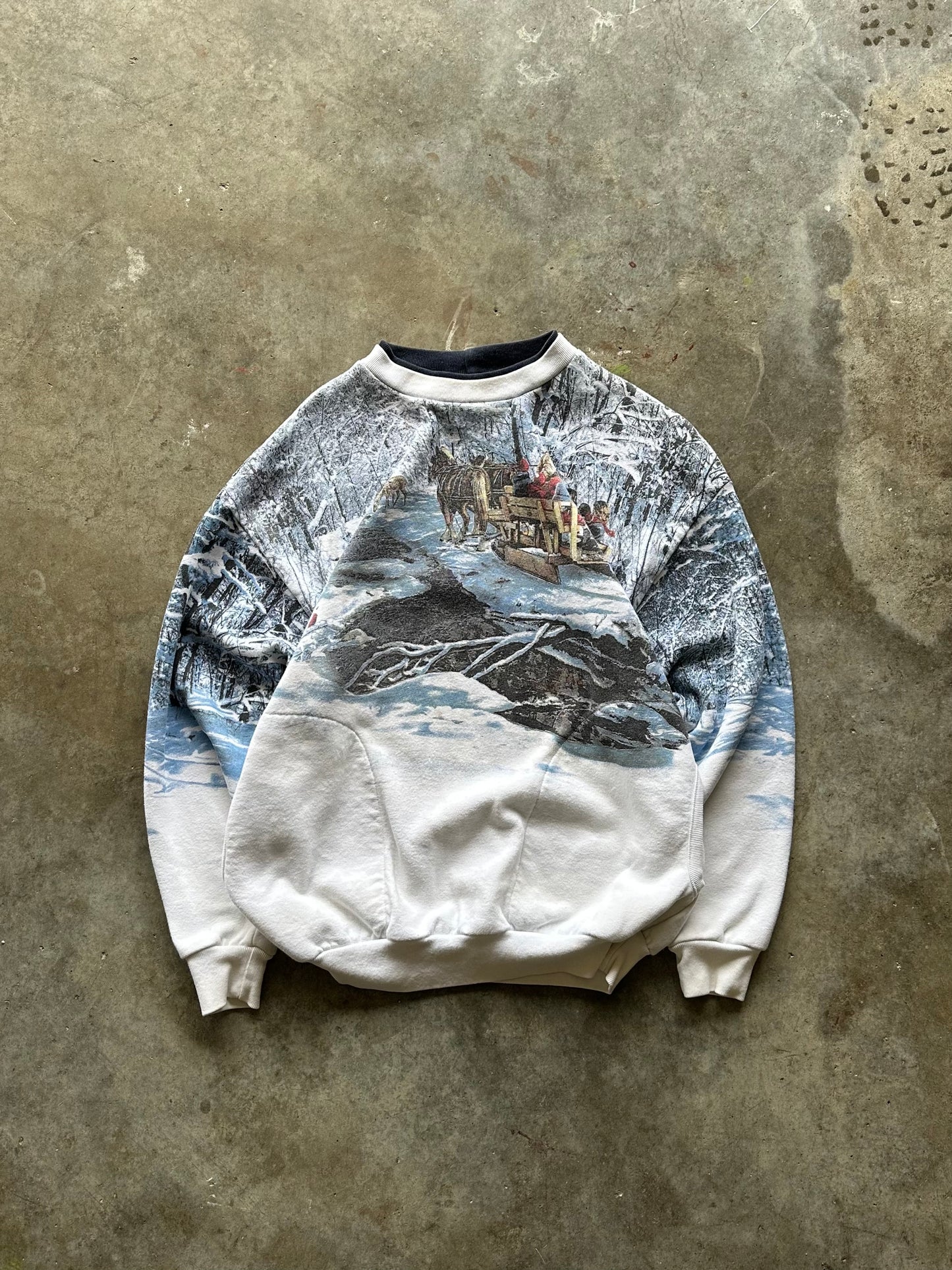 (XL) Vintage Frozen Forest AOP Sweatshirt