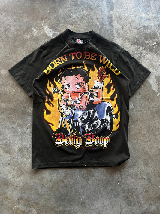 (L) Betty Boop 'Born to be Wild' Biker Bootleg Tee