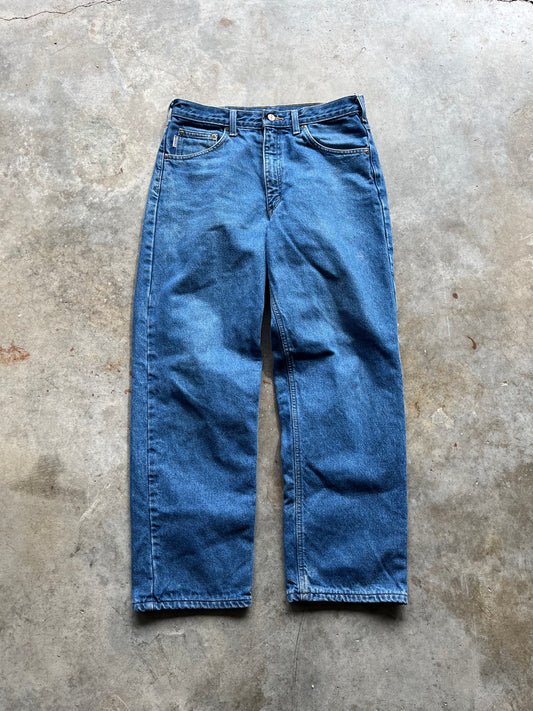 (33 x 30) Denim Plaid-Lined Carhartt Jeans
