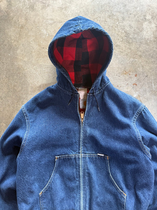 (L) Vintage Carhartt Plaid-Lined Denim Jacket