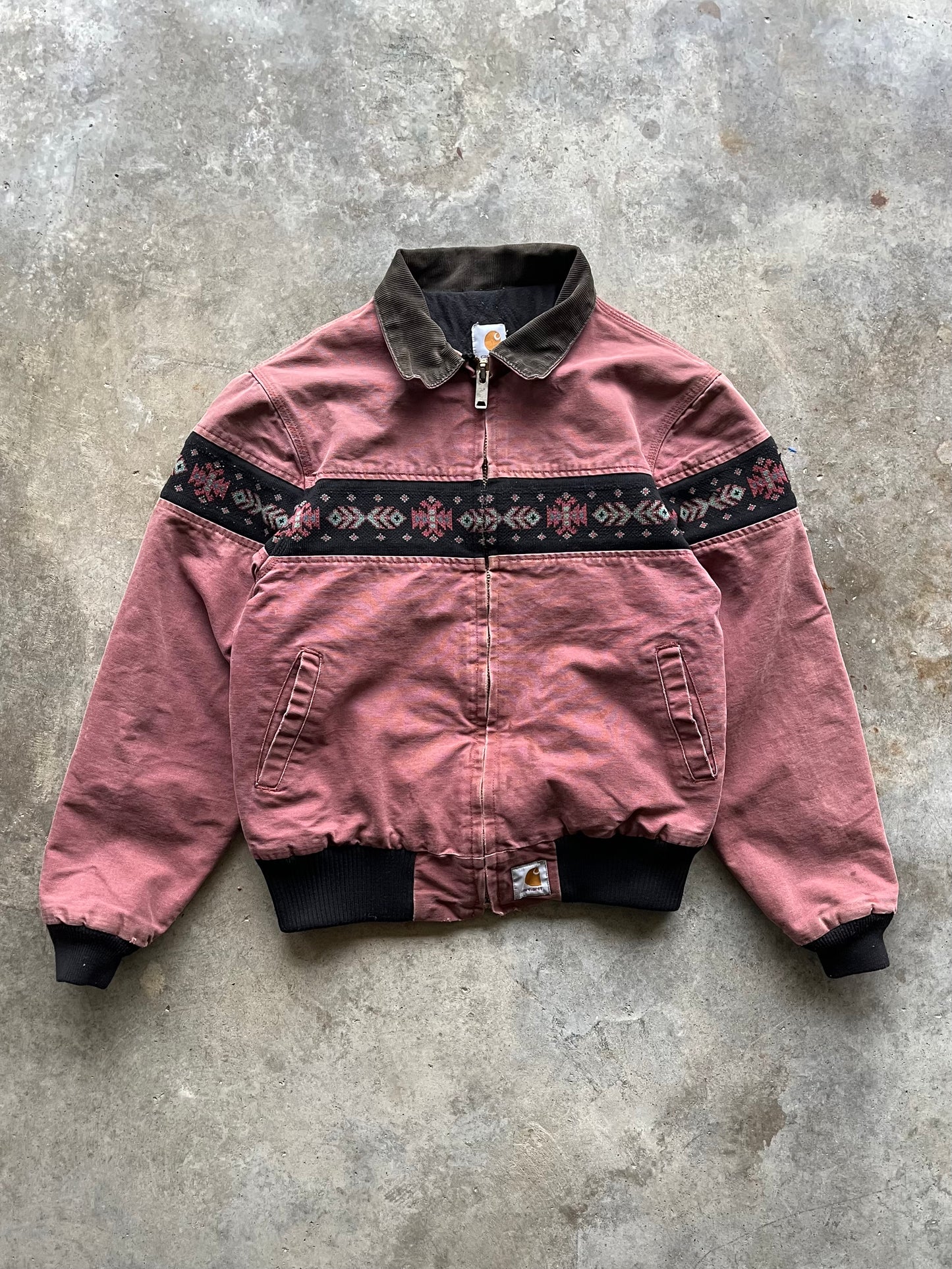 (M/L) Vintage Carhartt Aztec Jacket Red