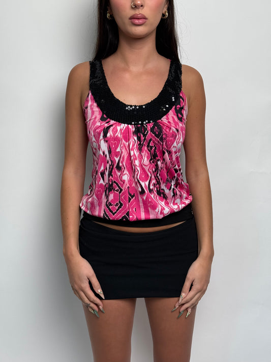 (M) 00s Heart Sequins Top