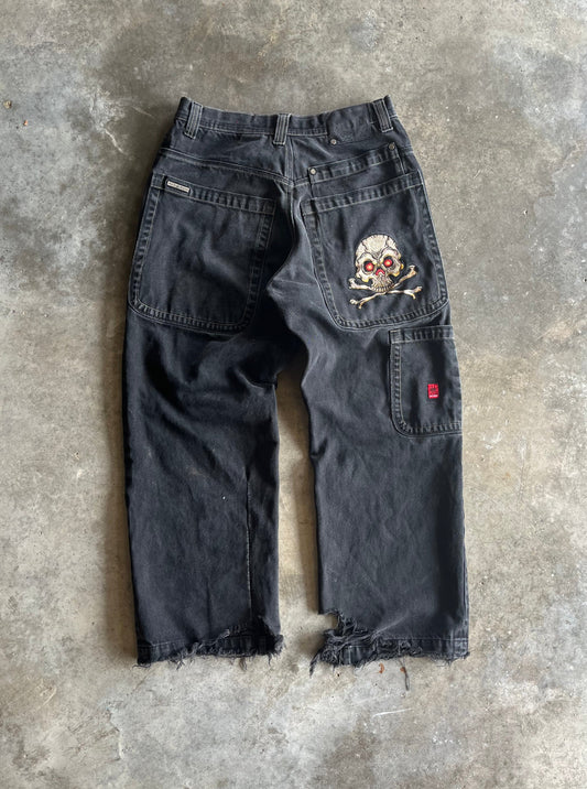 (31 x 30) Vintage JNCO Skull Dark Denim Jeans