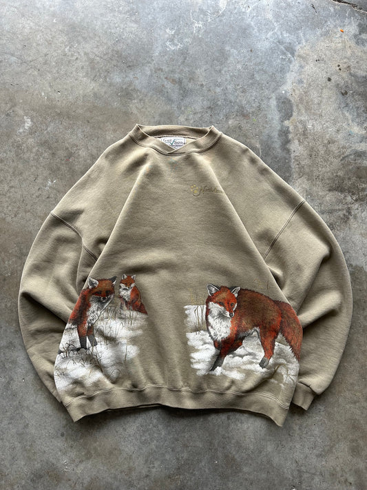 (XL) Vintage Foxes Wrap-Around Sweatshirt
