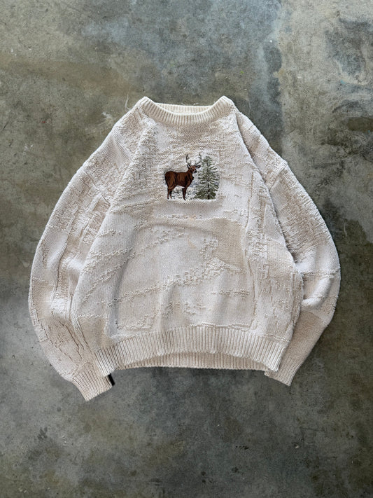 (XL) Vintage Deer Embroidered Sweater