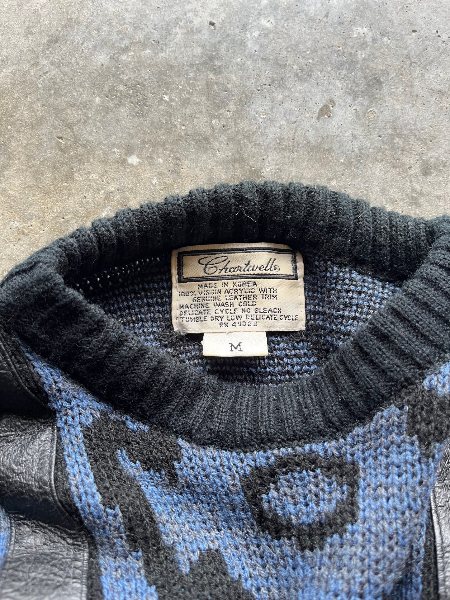 (M) Vintage Blue/Black Sweater