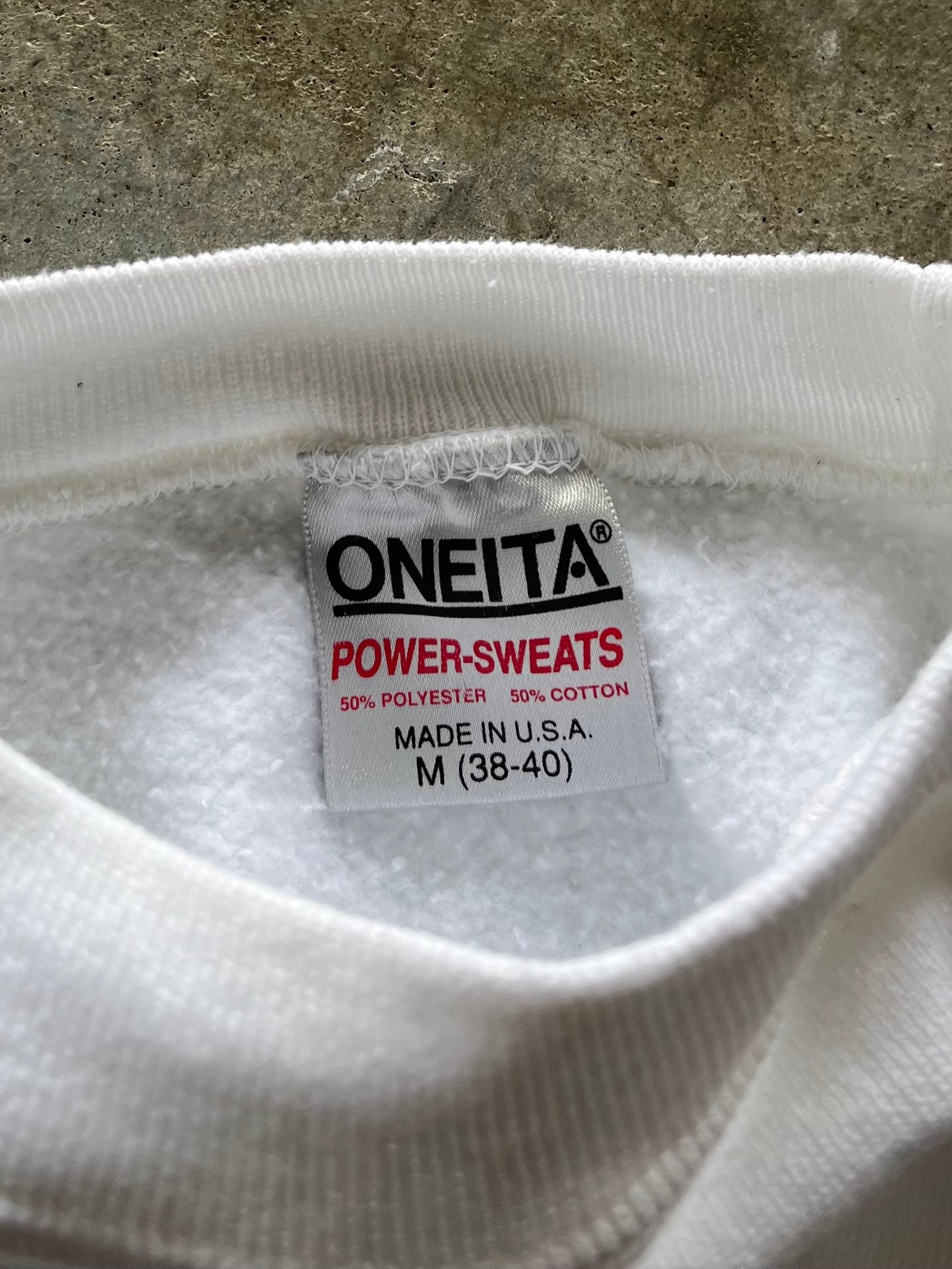 (M) Vintage Oneita Essential White Sweatshirt