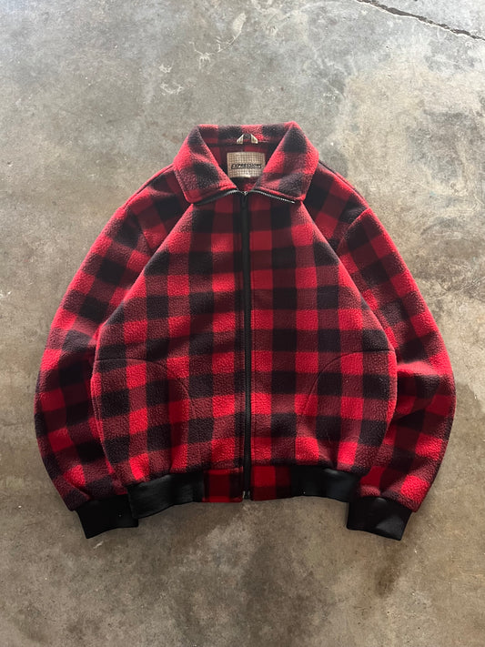 (L) Vintage Plaid Fleece Zip-Up