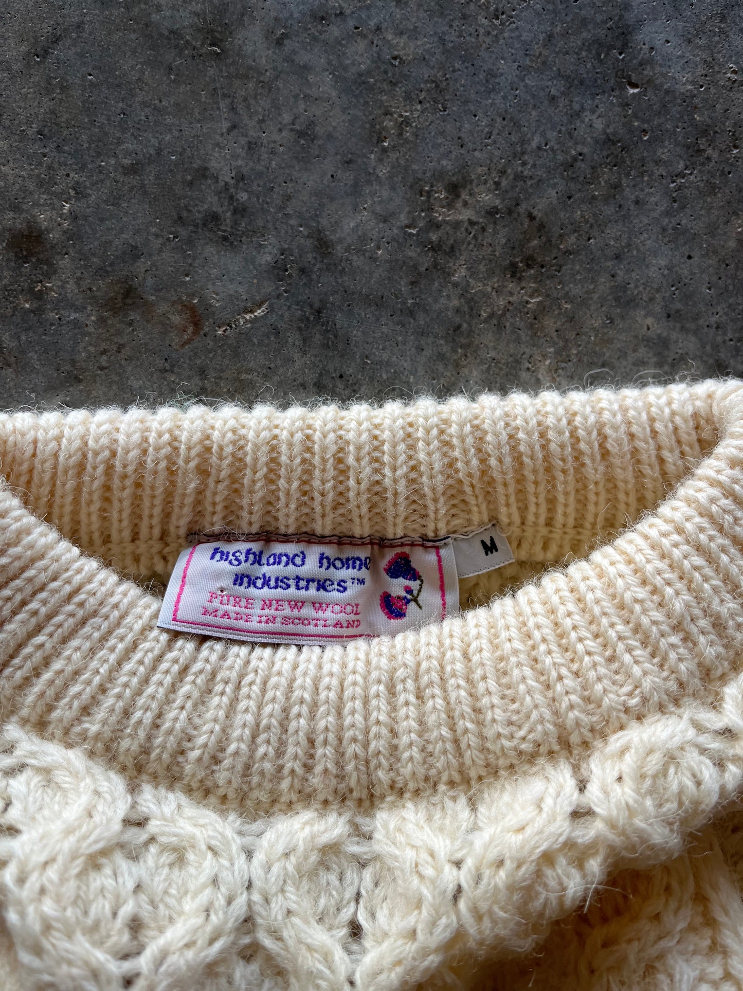 (M) Vintage Heavy-Knit Cream Sweater