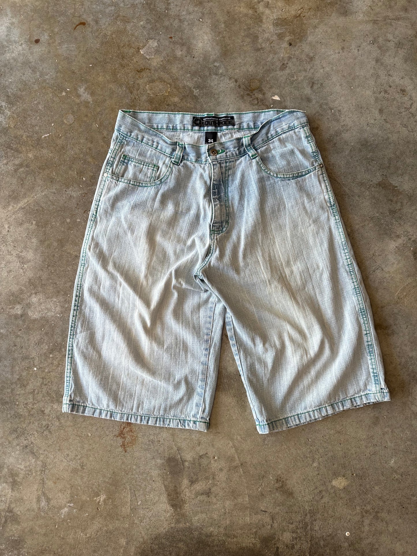 (34) Southpole Skull Embroidered Jorts