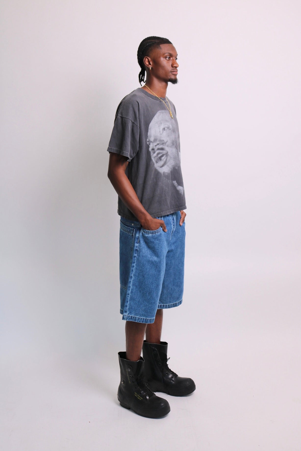 001 Wide-Leg Shorts Denim Skyliners