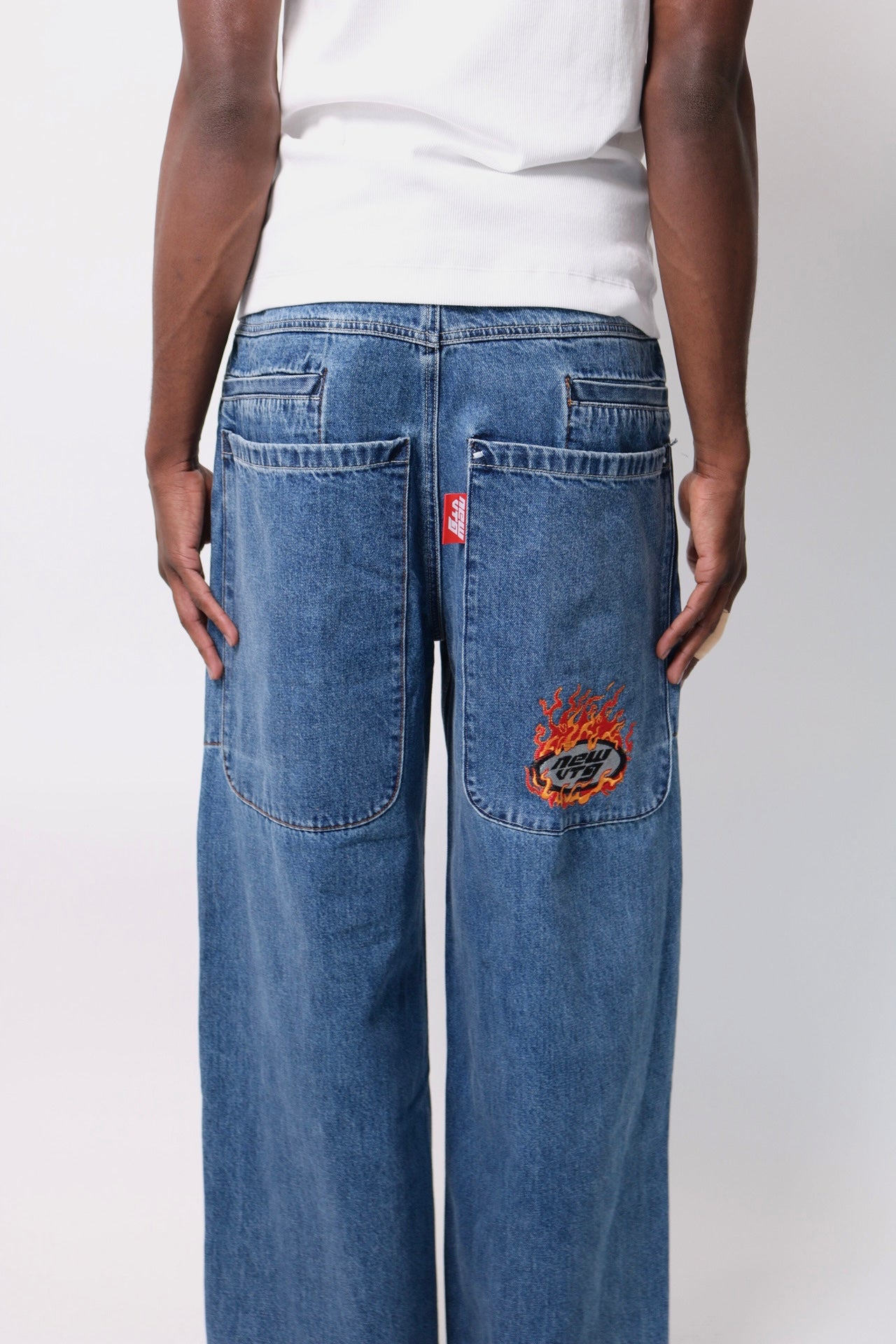 001 Wide-Leg Denim Flames