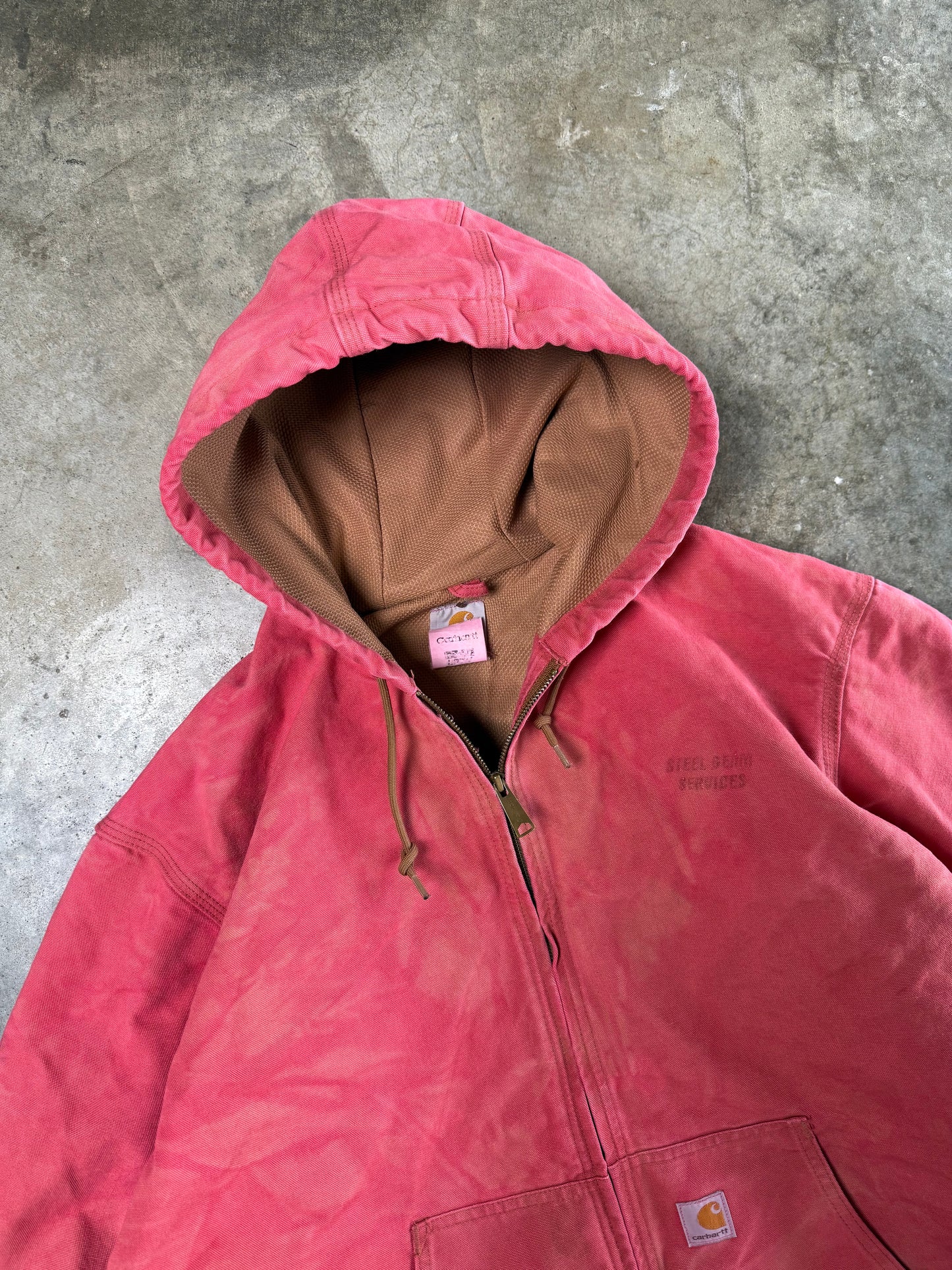 (XL) Vintage Pink Carhartt Hooded Jacket