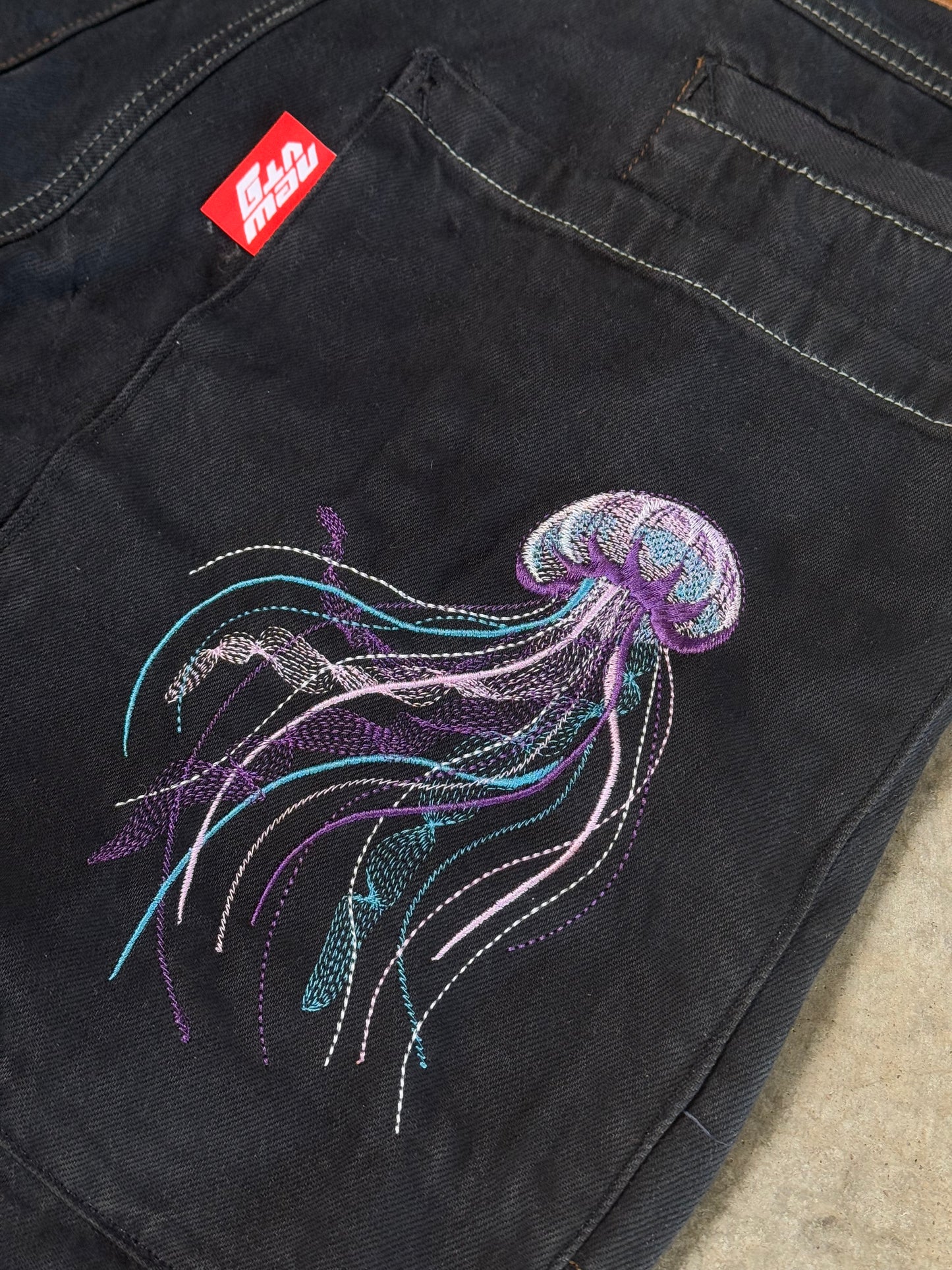 001 Jellyfish Wide-Leg Darkwash Denim Jeans