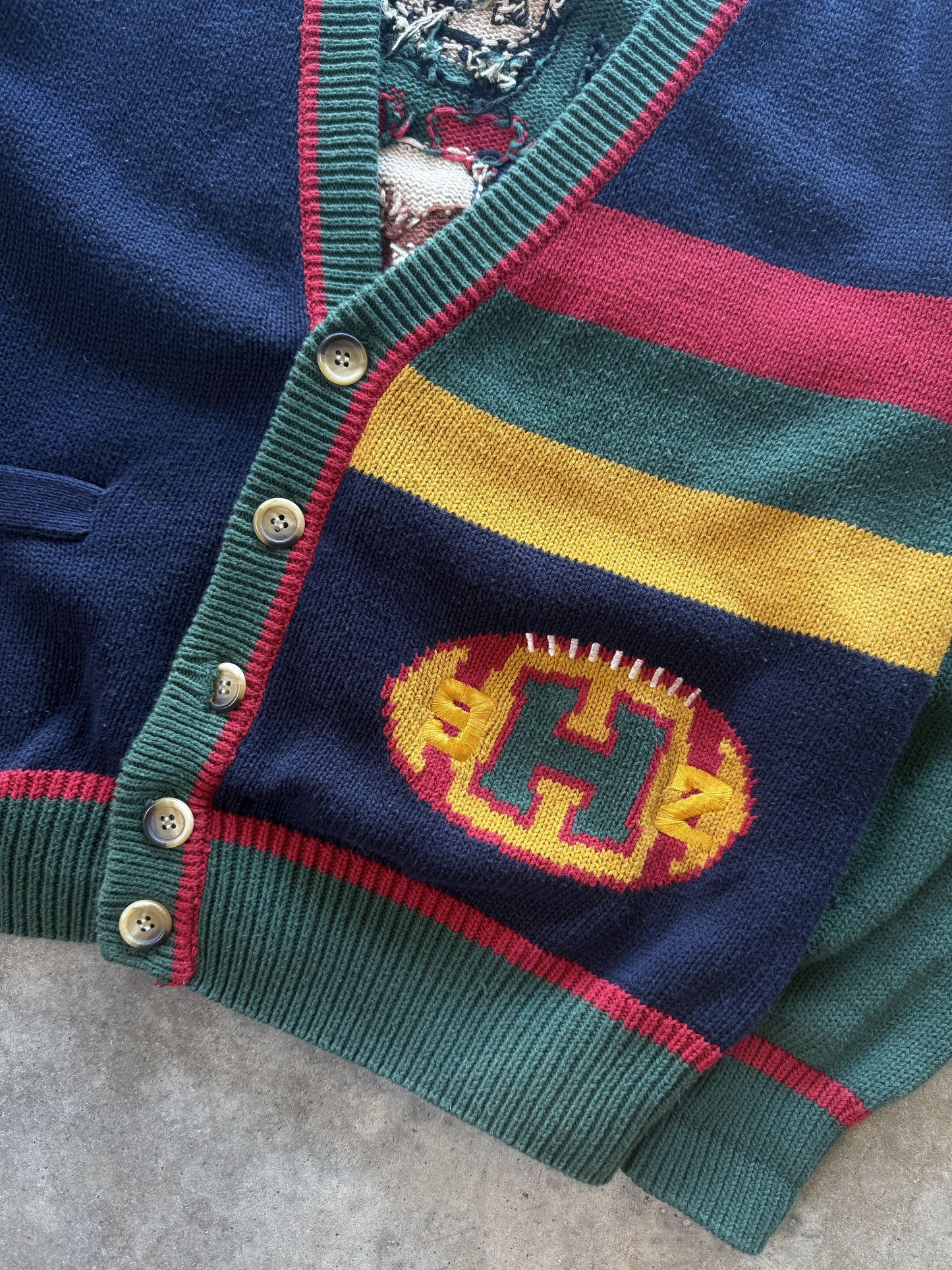 (L) Vintage Football Knit Cardigan