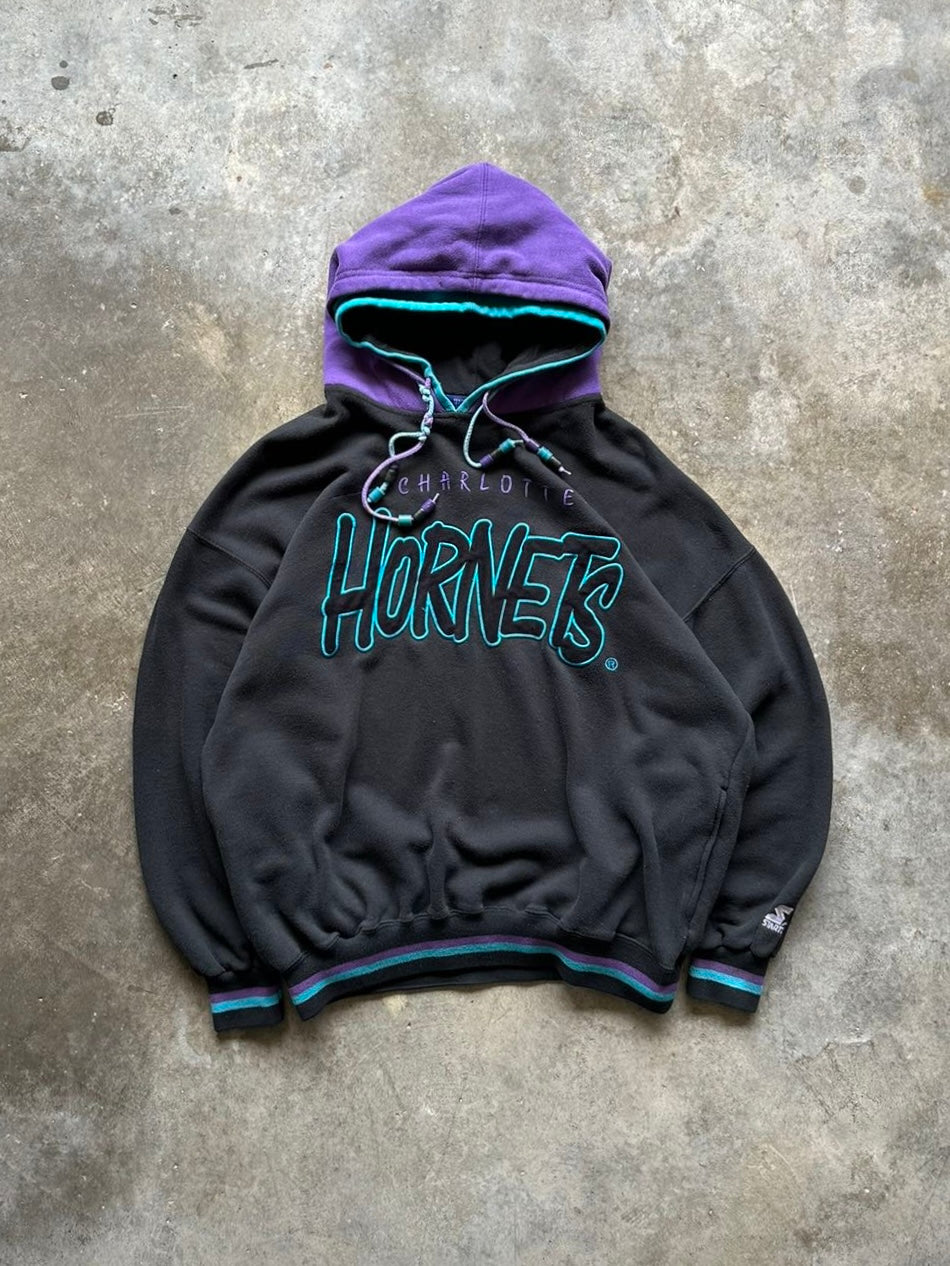 (XL) Vintage Charlotte Hornets Double Hood Starter Hoodie