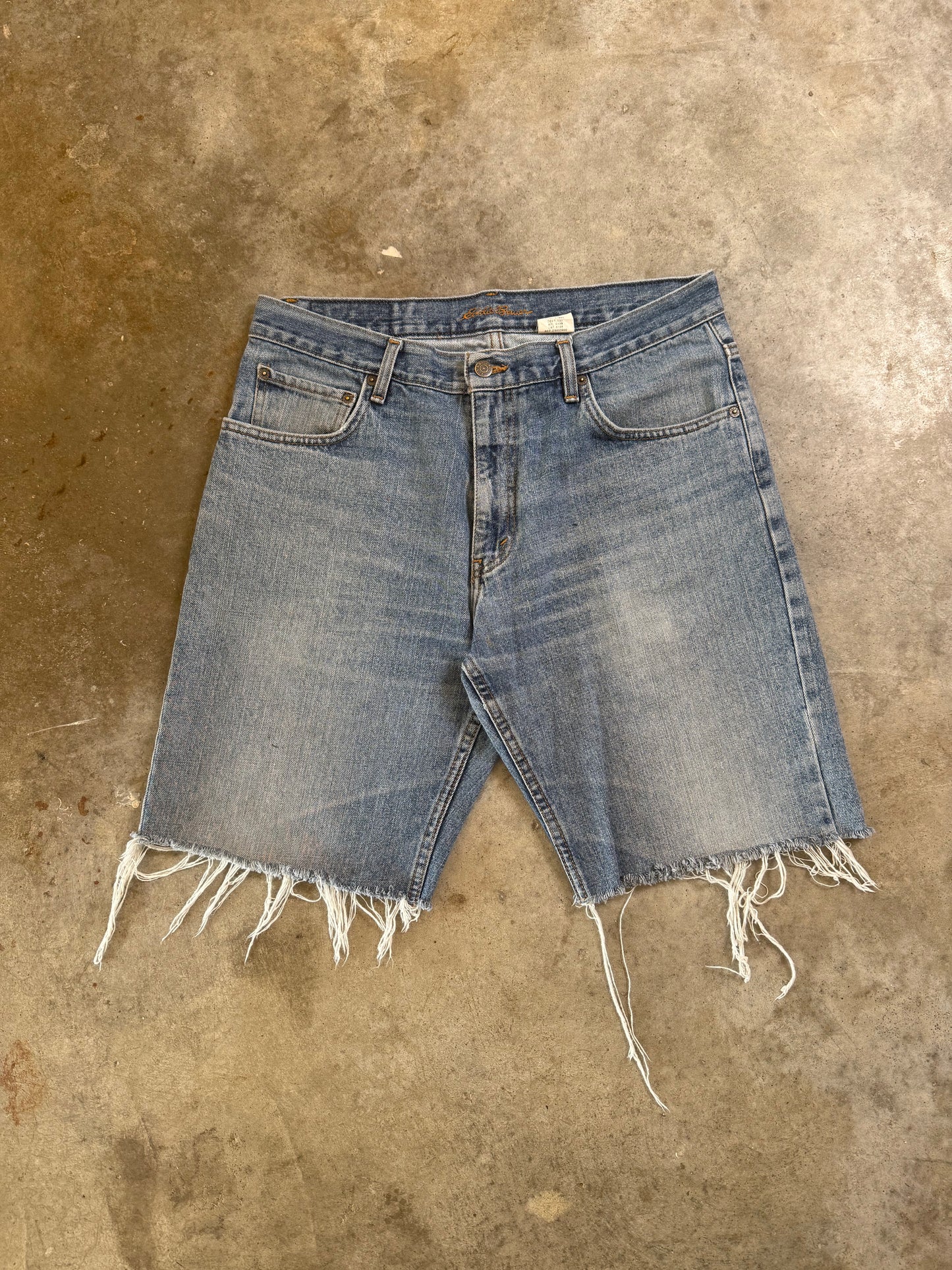 (34) Vintage Cross Embroidered Denim Shorts