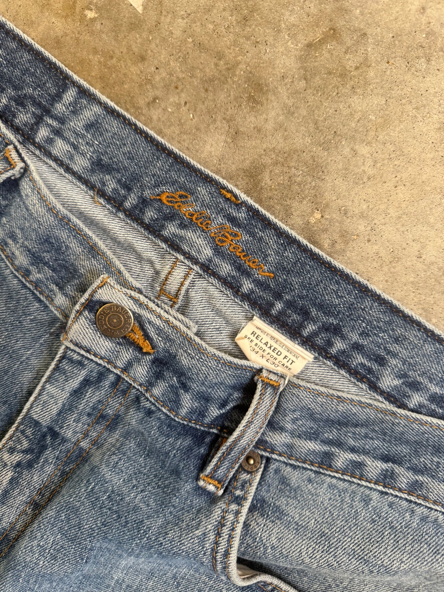 (34) Vintage Cross Embroidered Denim Shorts