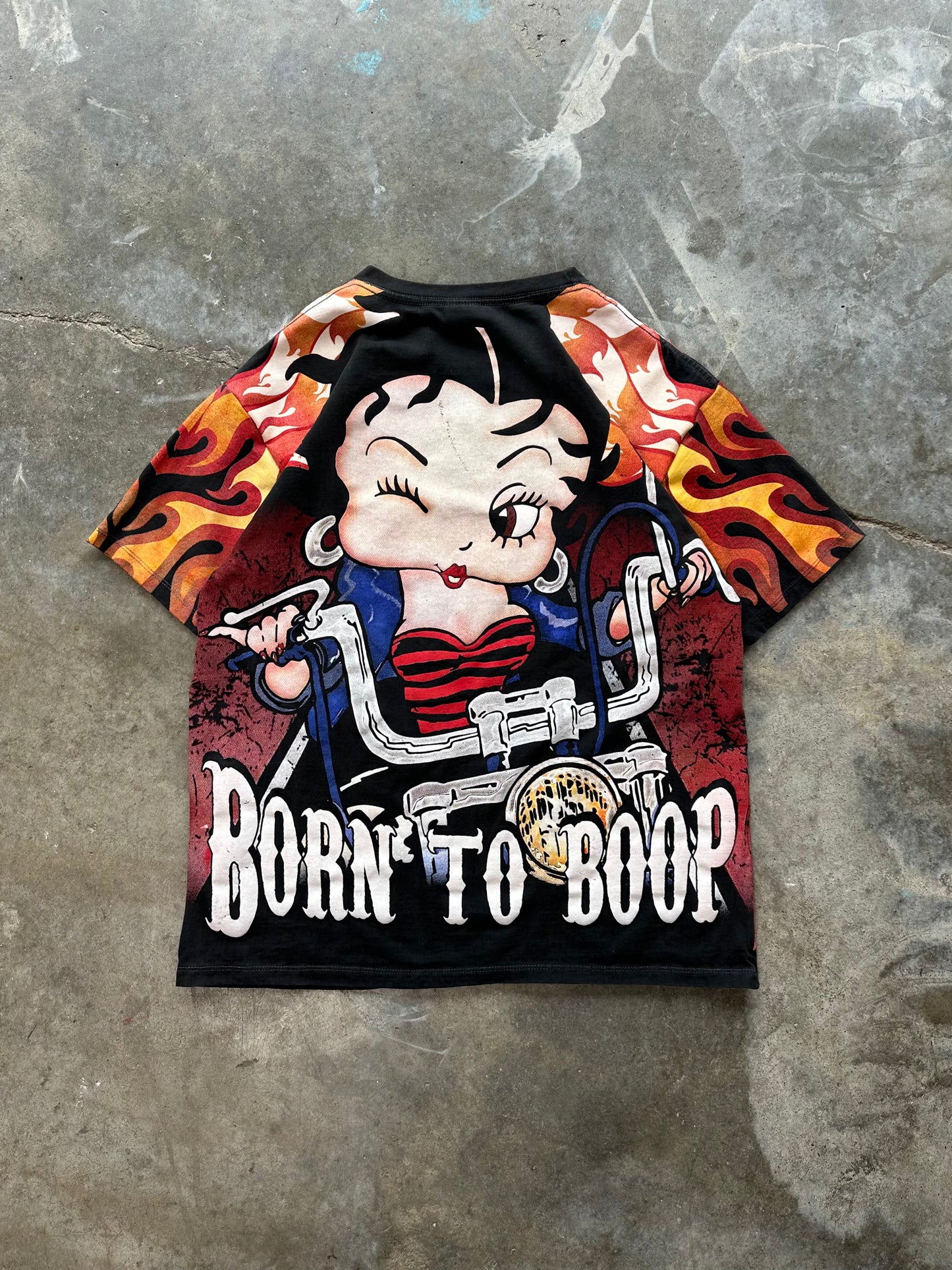 (XL) 00s Betty Boop Biker AOP Tee