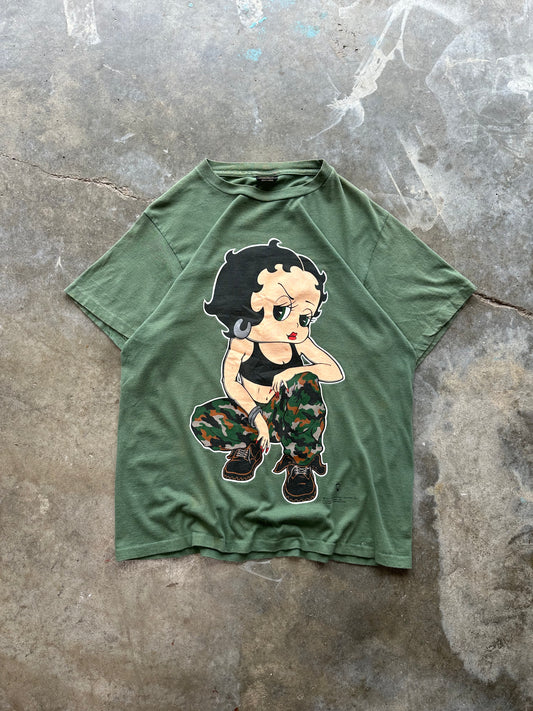 (L) 1997 Vintage Betty Boop Military Tee