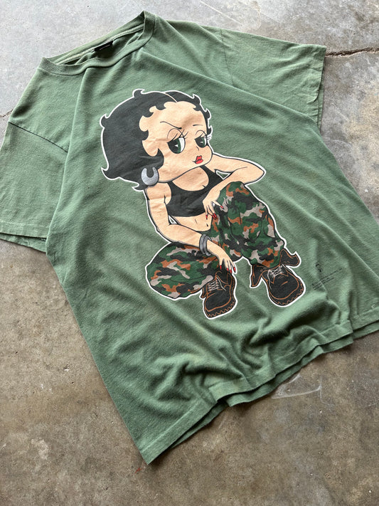 (L) 1997 Vintage Betty Boop Military Tee