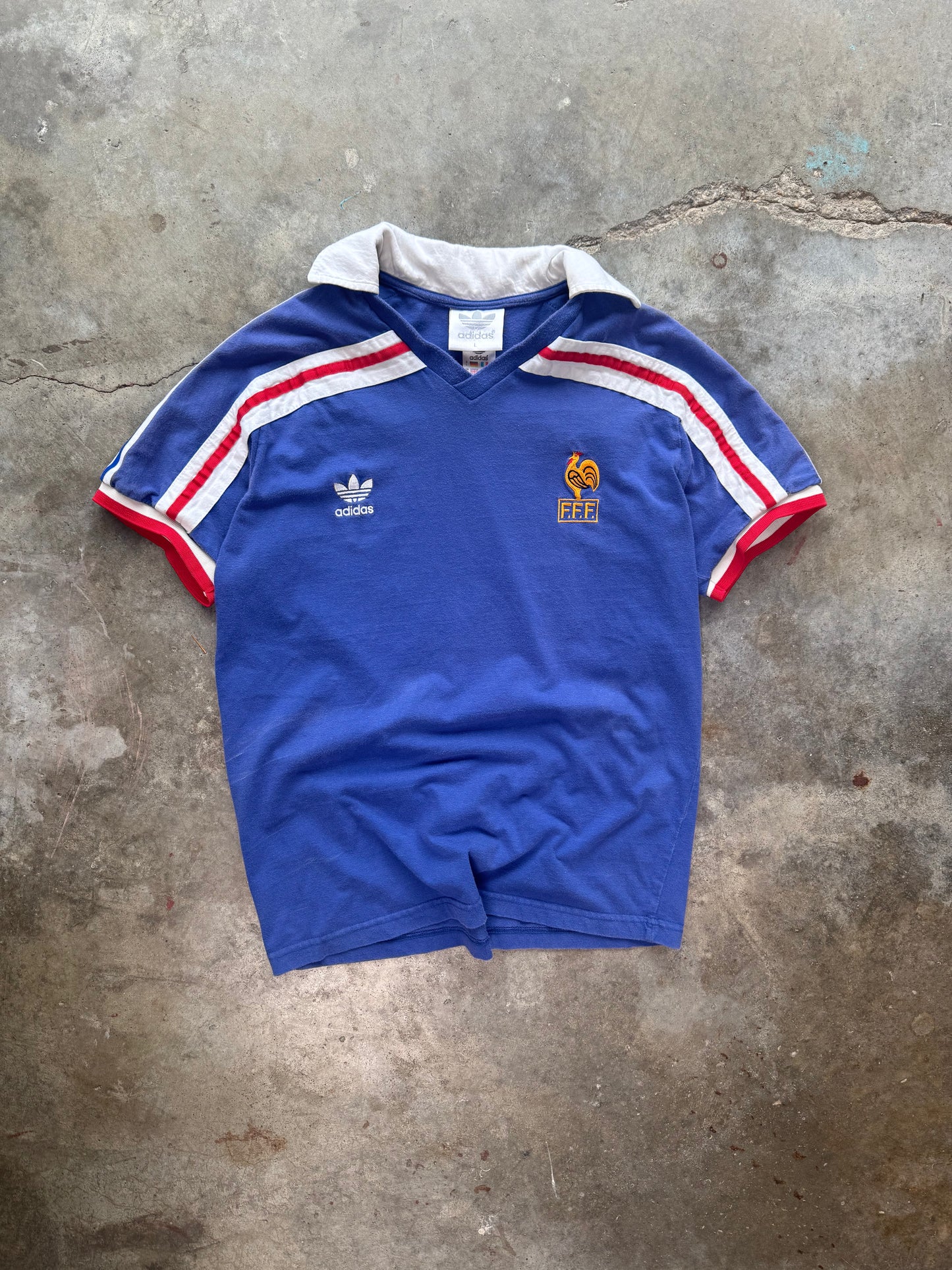 (M/L) Vintage 80s France F.F.F. Adidas Jersey