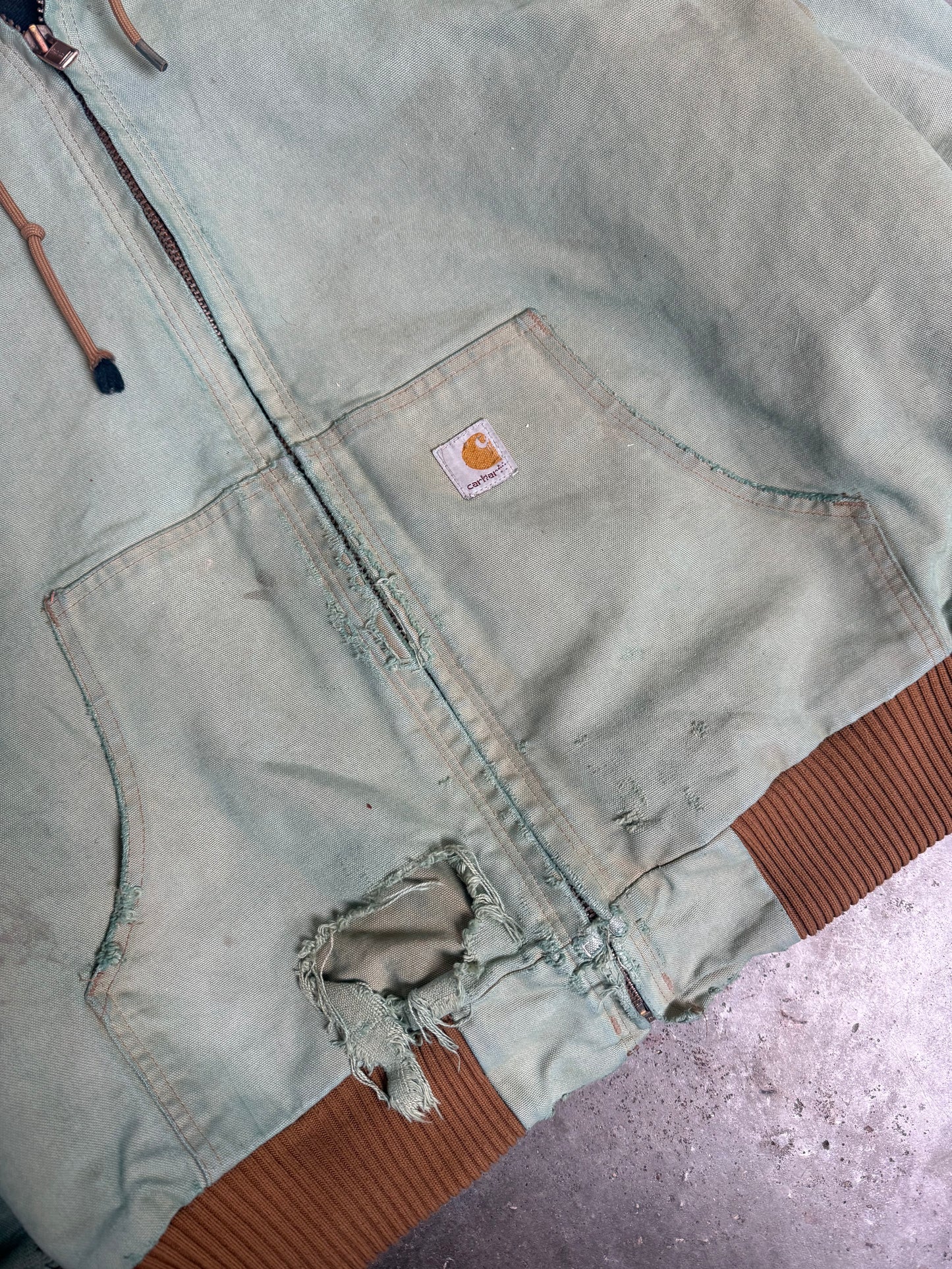 (XL) Vintage Carhartt Mint Green Canvas Jacket