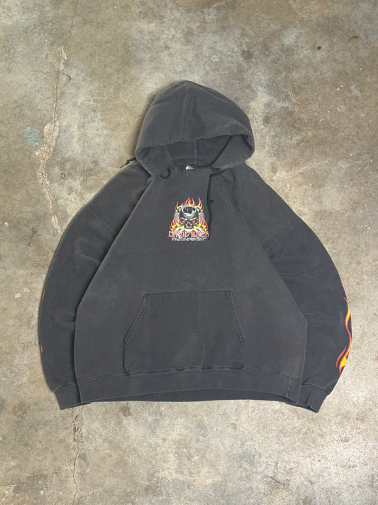 (XL) Vintage Drag Racing Flame-Sleeves Hoodie
