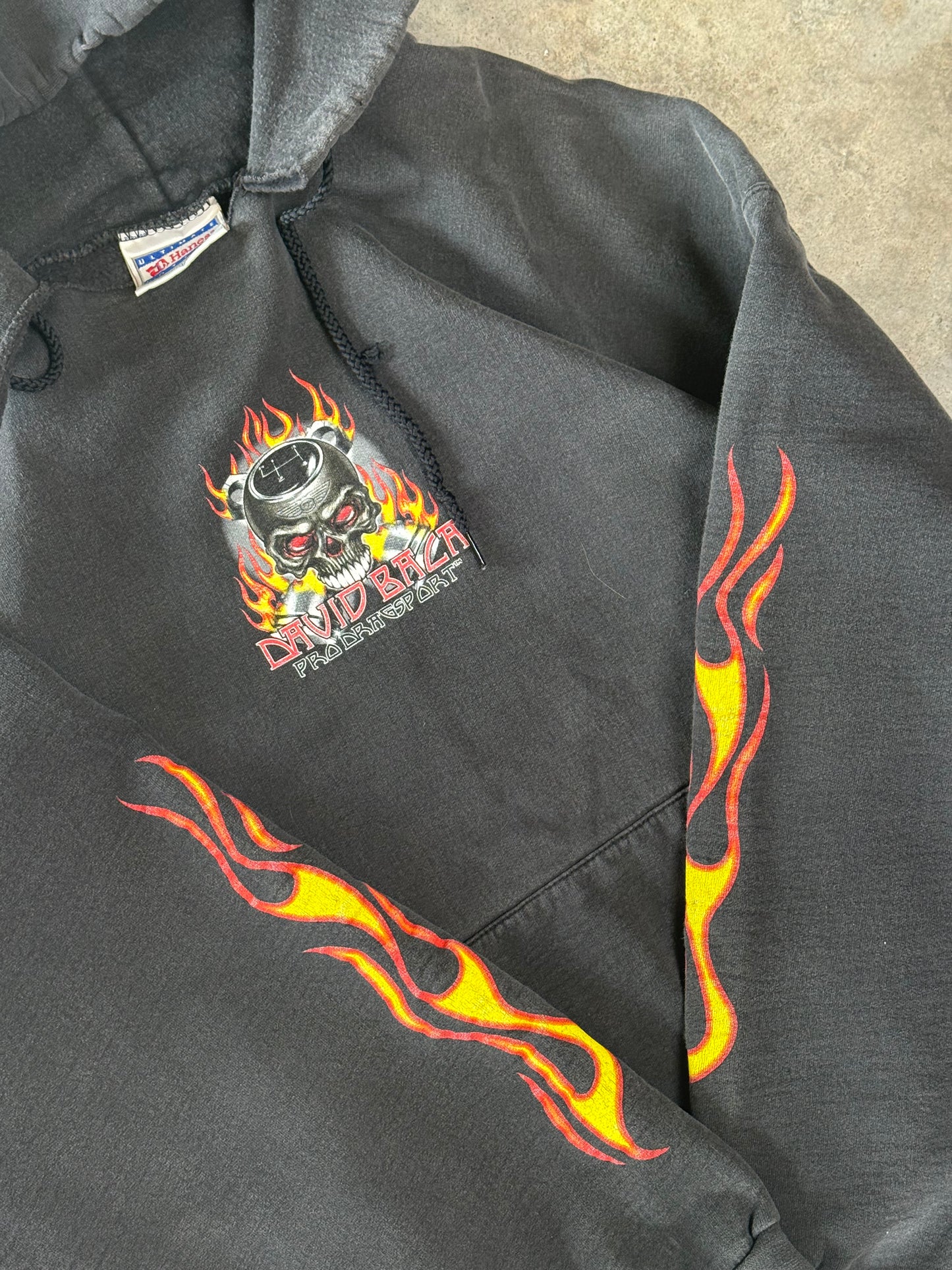 (XL) Vintage Drag Racing Flame-Sleeves Hoodie
