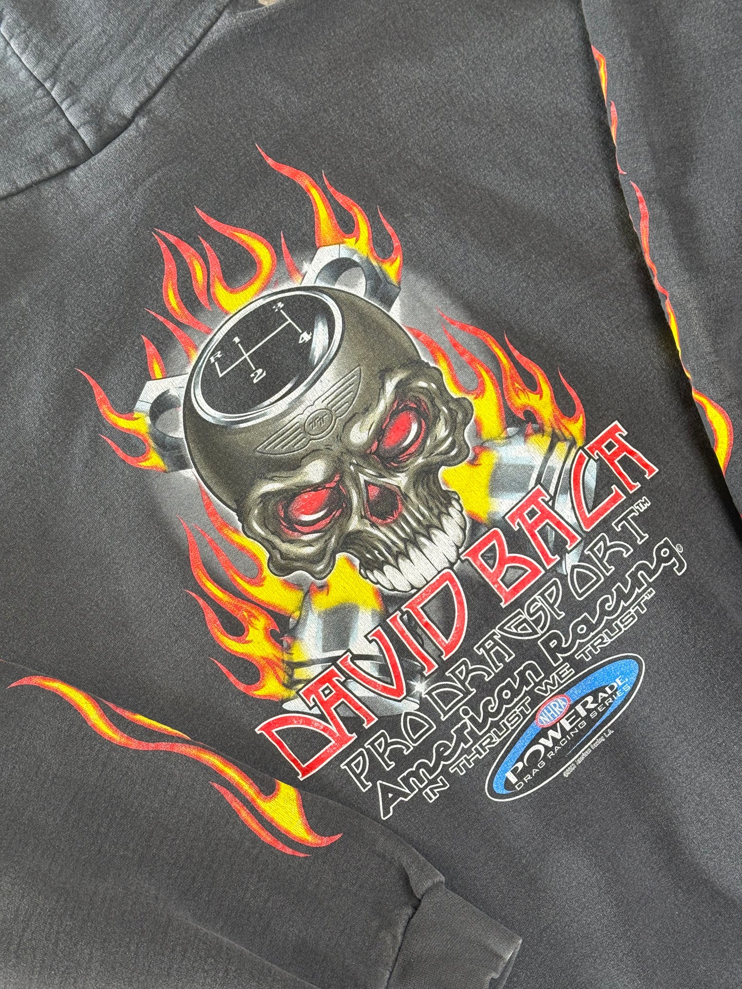 (XL) Vintage Drag Racing Flame-Sleeves Hoodie
