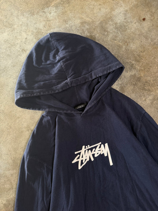 (L) 00s Stussy Y2K Hooded Longsleeve
