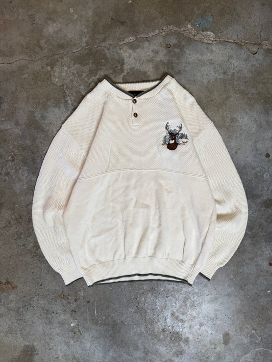 (L) Vintage Deer Embroidered Sweatshirt