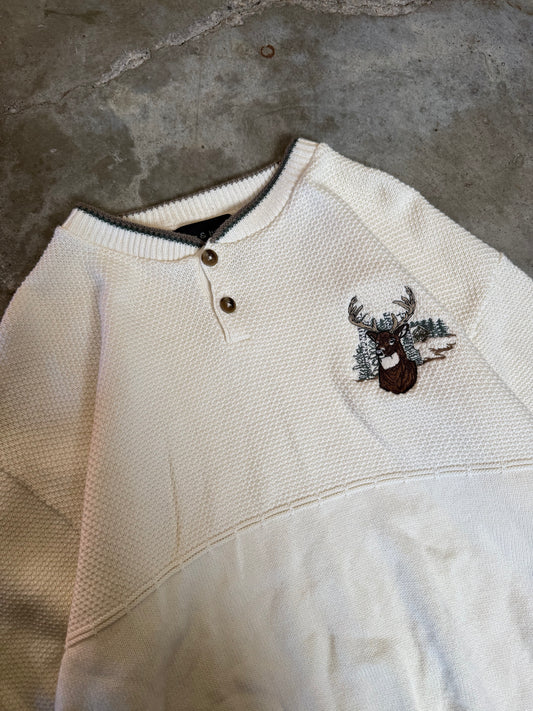 (L) Vintage Deer Embroidered Sweatshirt