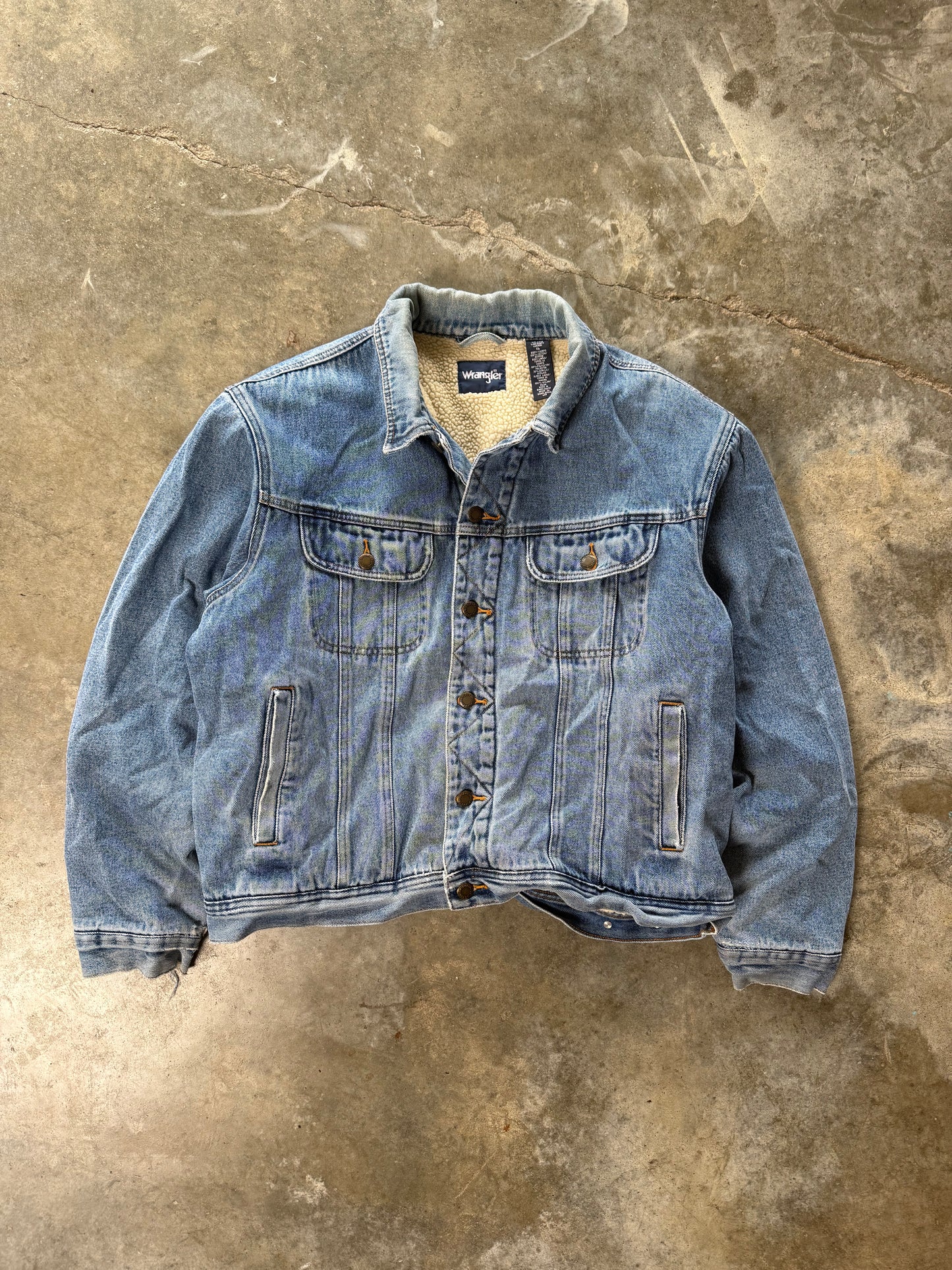 (XL) Vintage Wrangler Sherpa-Lined Denim Jacket
