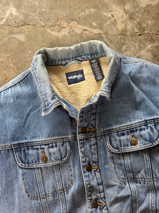 (XL) Vintage Wrangler Sherpa-Lined Denim Jacket