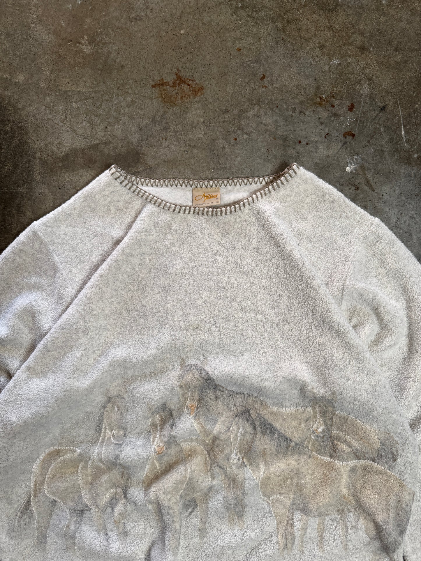 (L) Vintage Horses Sherpa Wrap-Around Sweatshirt