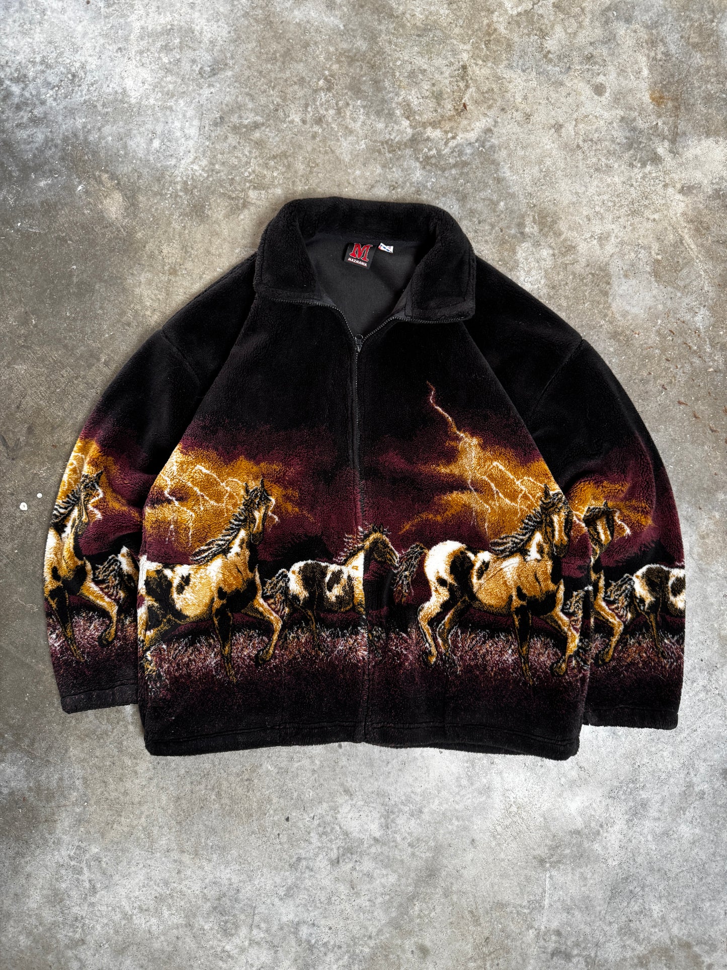 (XXL) Vintage Horses Thunder Fleece Zip-Up