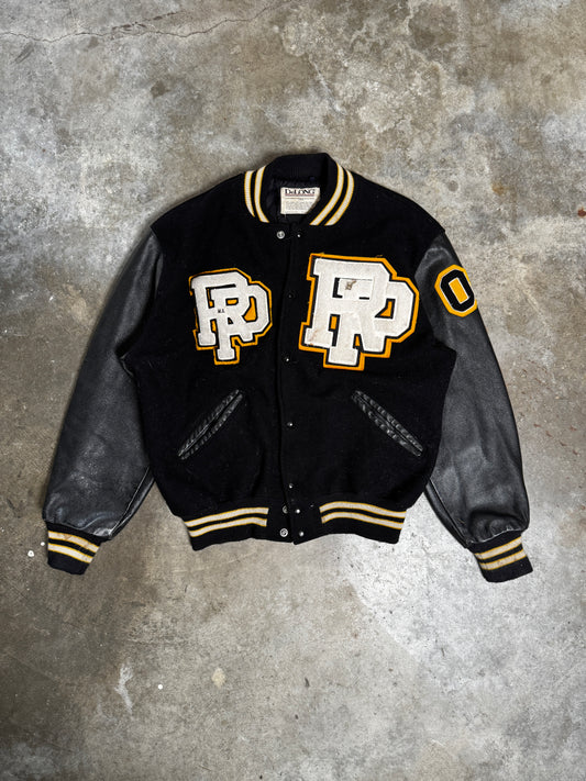 (XL) Vintage DeLong Patched Varsity Jacket