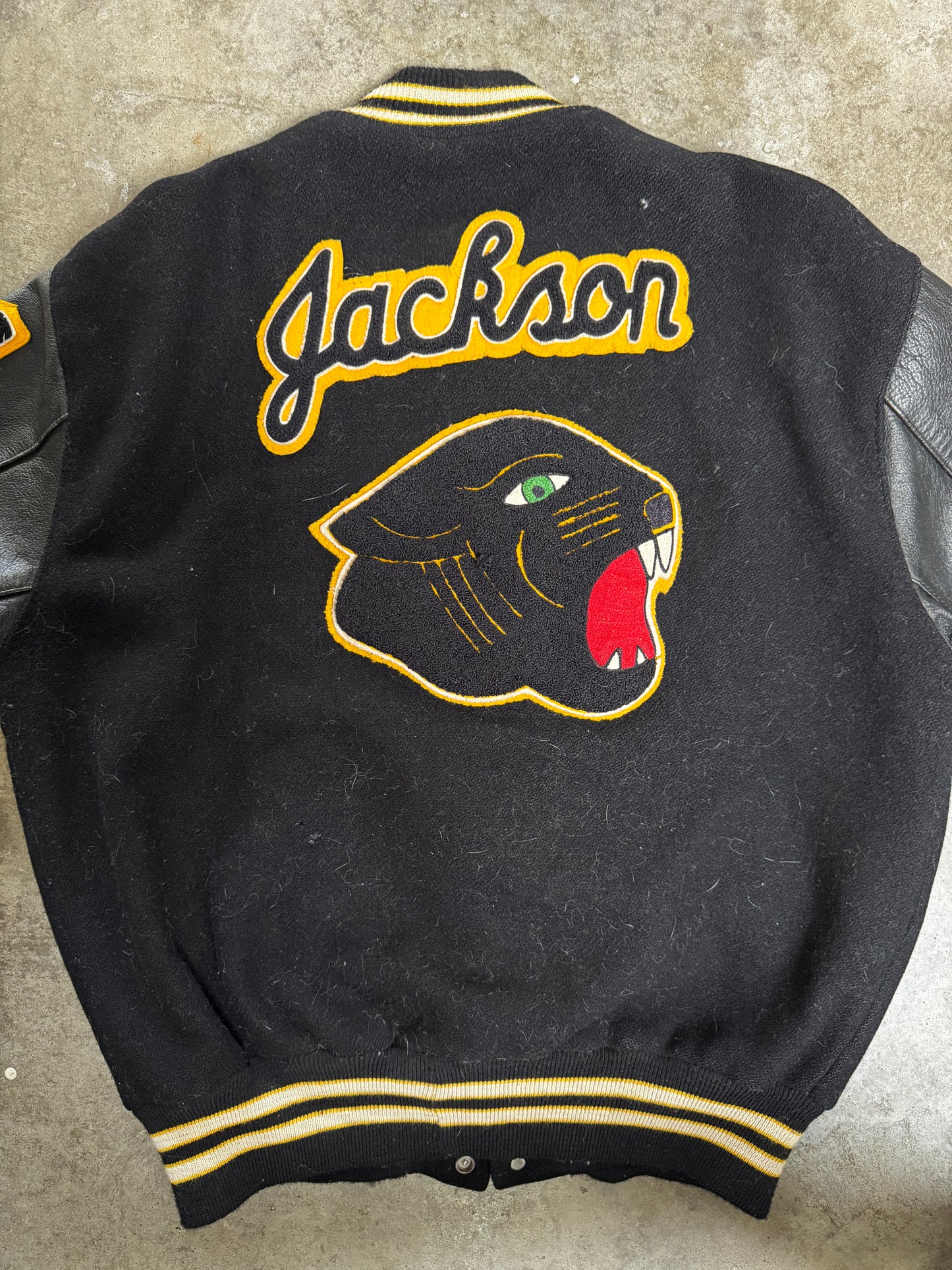 (XL) Vintage DeLong Patched Varsity Jacket