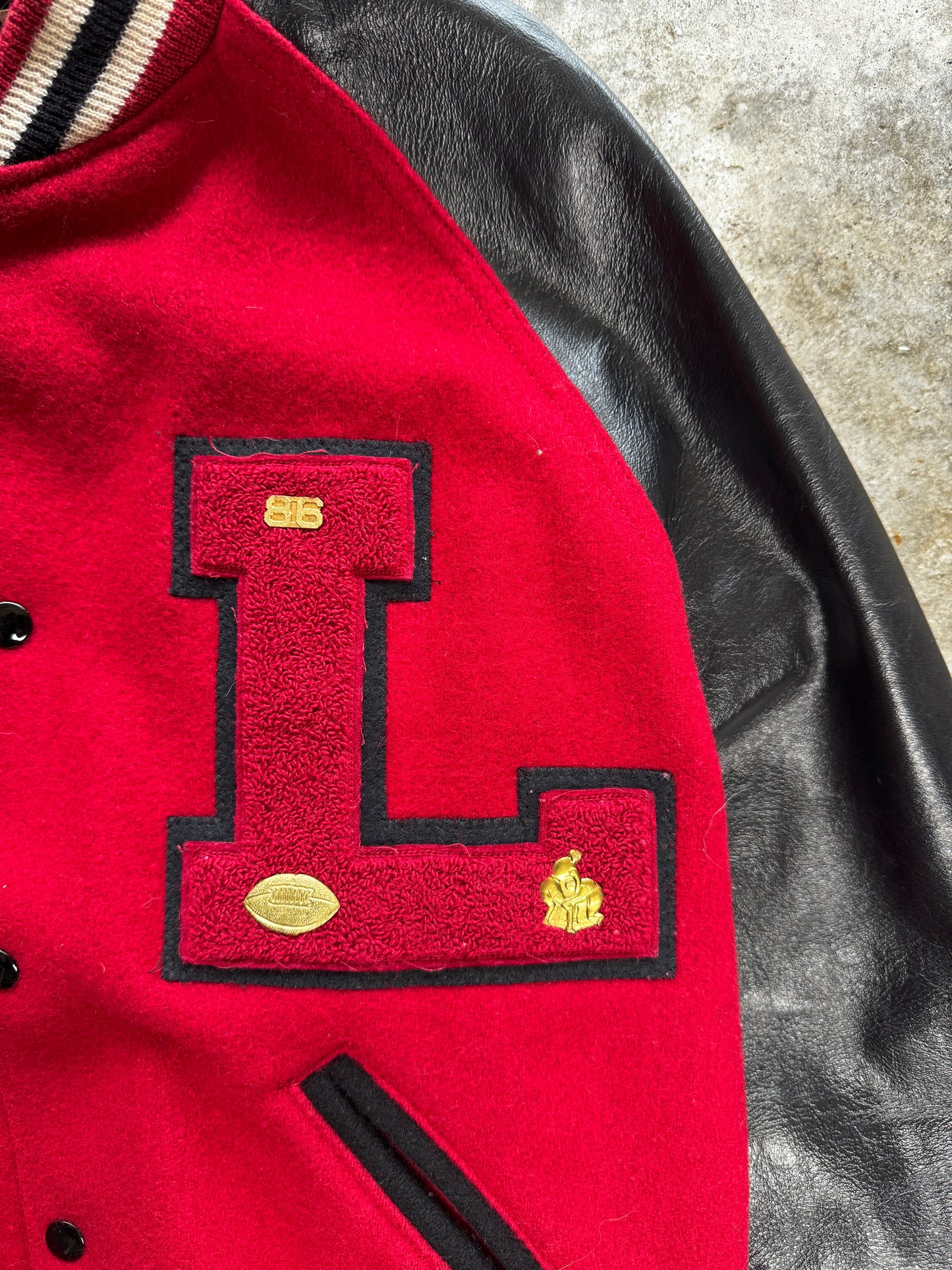 (L) Vintage Holloway Patched Varsity Jacket