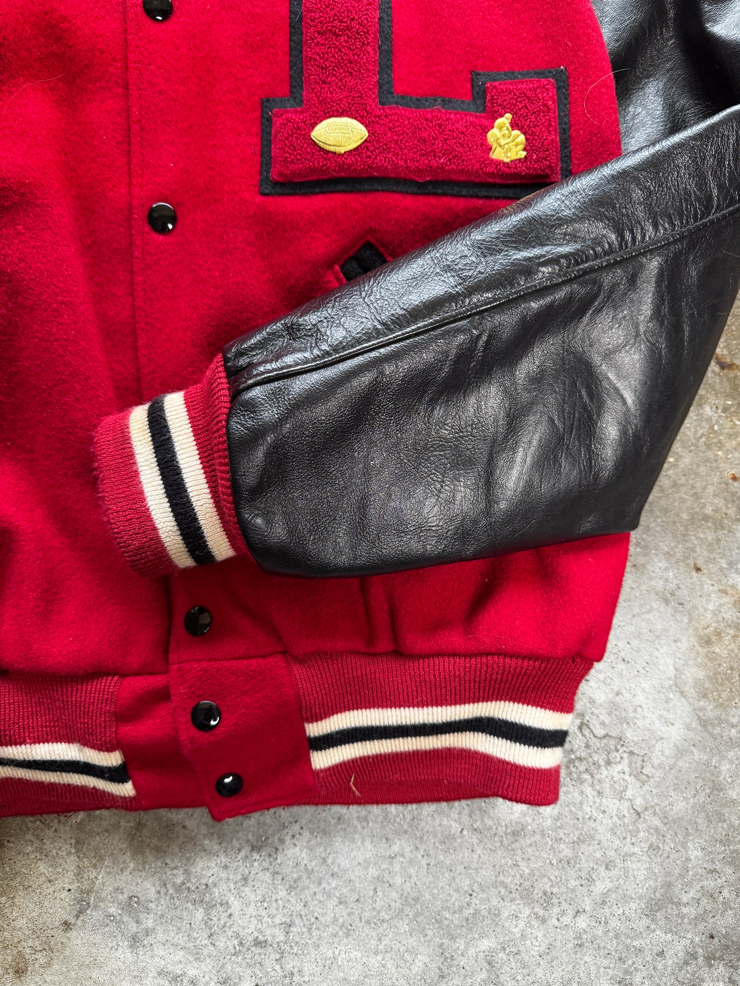 (L) Vintage Holloway Patched Varsity Jacket