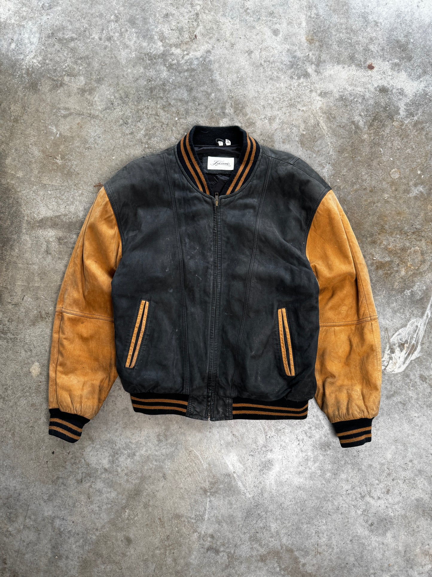 (L) Vintage Leather Varsity Jacket