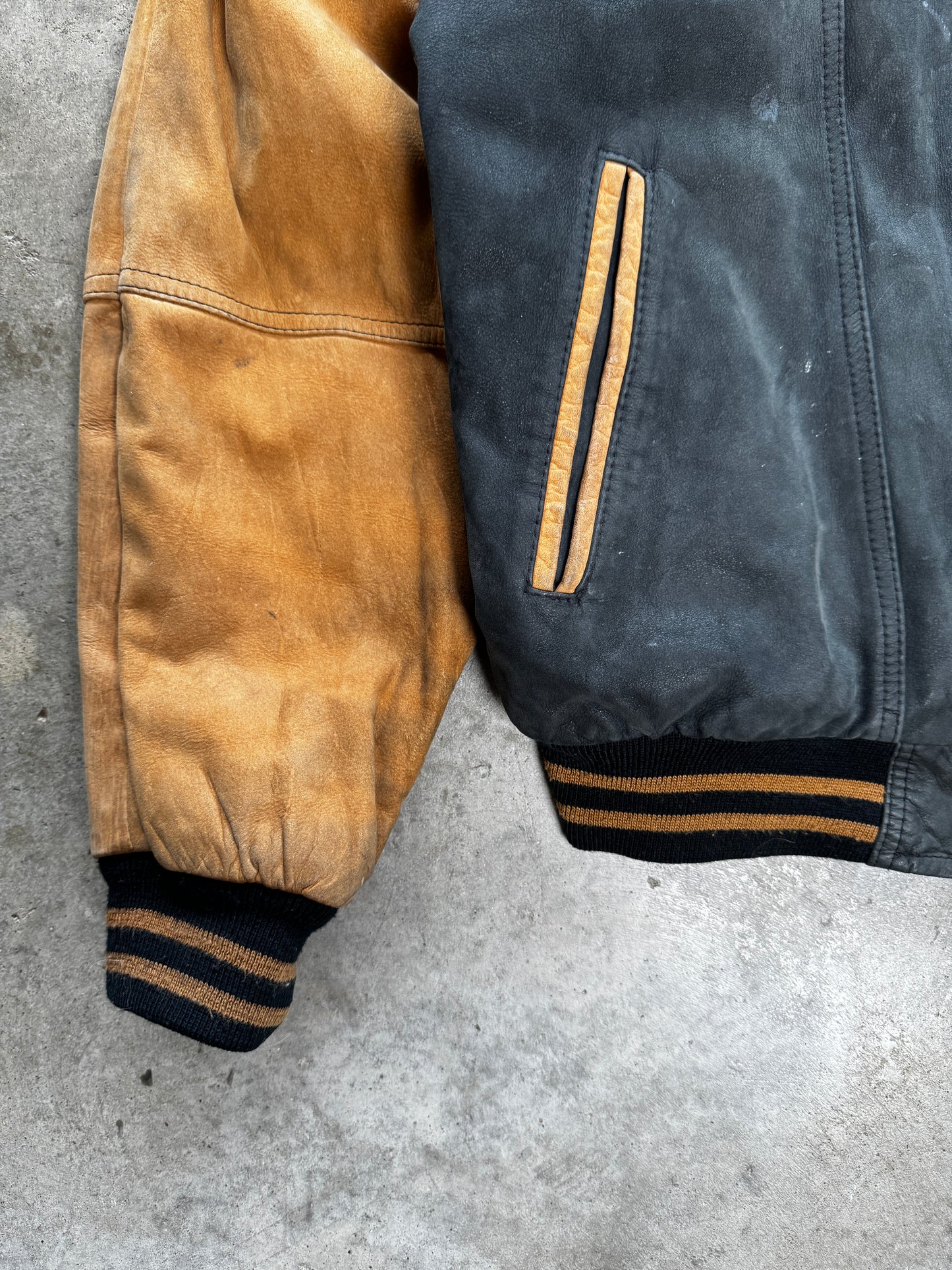 (L) Vintage Leather Varsity Jacket